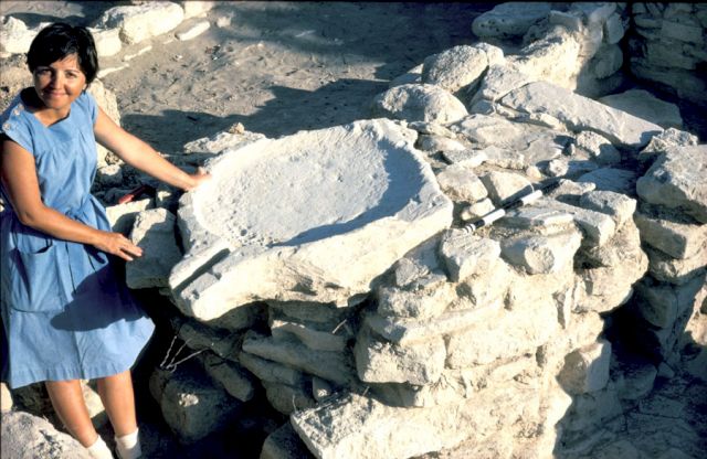 Maria Shaw at the excavation site on the beach of Kommos